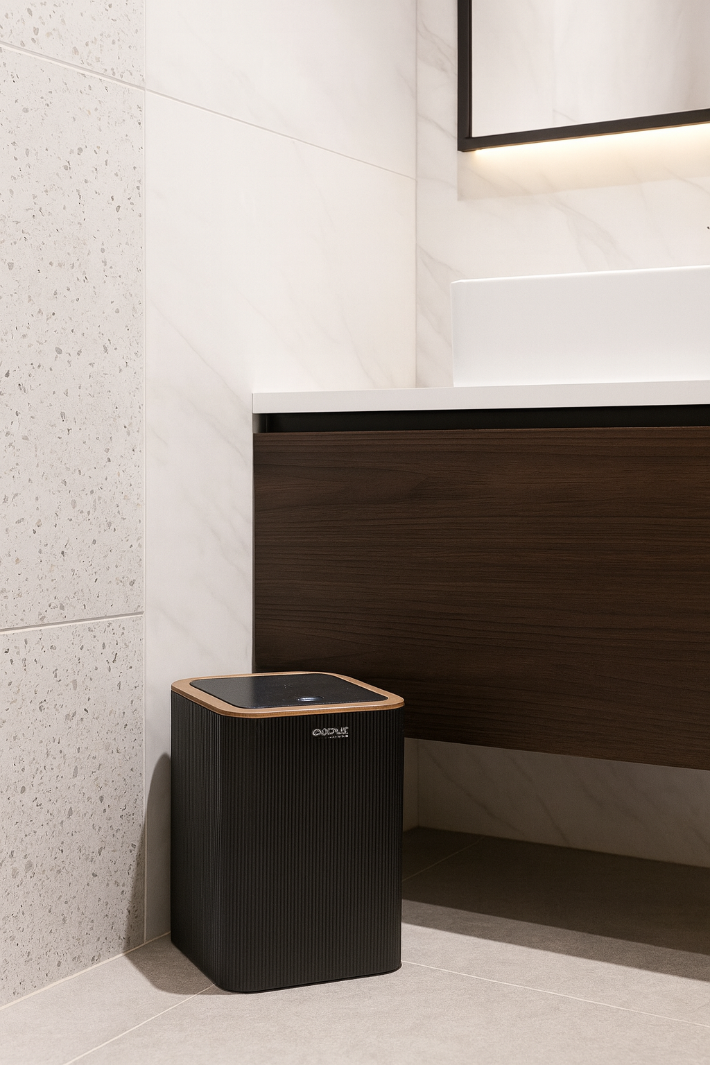 Zestaw Łazienkowy 5-elementowy LOFT – Czarny z Drewnem | Nowoczesny Design - obrazek 4