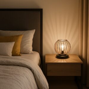 Stylowa drewniana lampka nocna LOFT styl retro