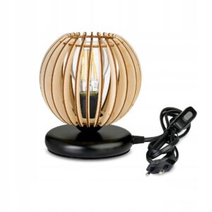 Stylowa drewniana lampka nocna LOFT styl retro